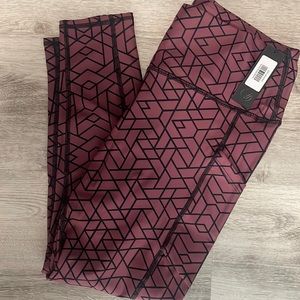 Savvi, Women’s XL, Geo Leggings, Mauve/Black, Side Pockets, NWT